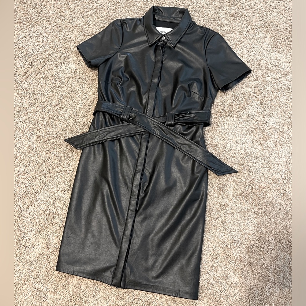 Calvin Klein Faux Leather Dress